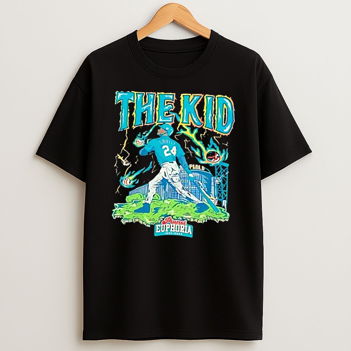 Original Ken Griffey Jr Seattle Mariners Mlb The Kid Griffey 24 Field Planet Euphoria Black T Shirt