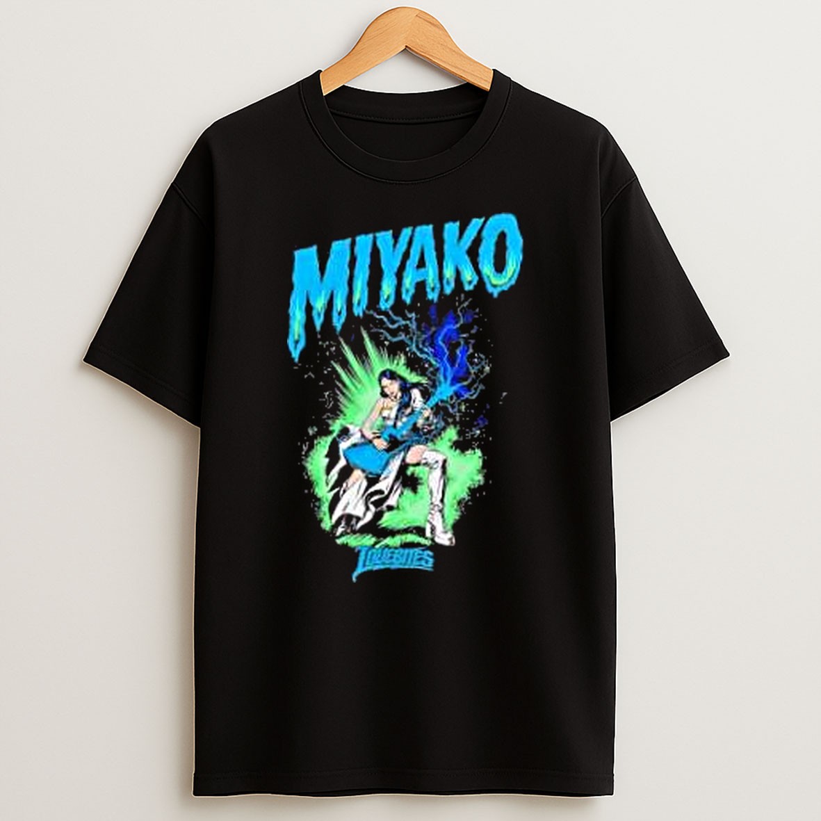 Original Miyako Guitarist Of The Japanese Heavy Metal Band Lovebites Playing Electric Guitar T Shirt