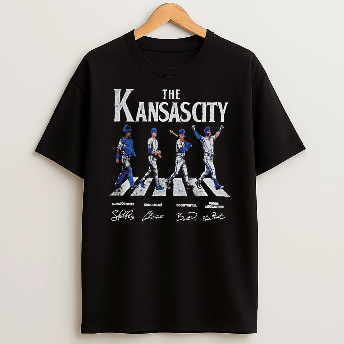 Salvador Perez Cole Ragans Bobby Witt Jr Vinnie Pasquantino The Kansas City Royals Baseball Abbey Road Tshirt Hoodie