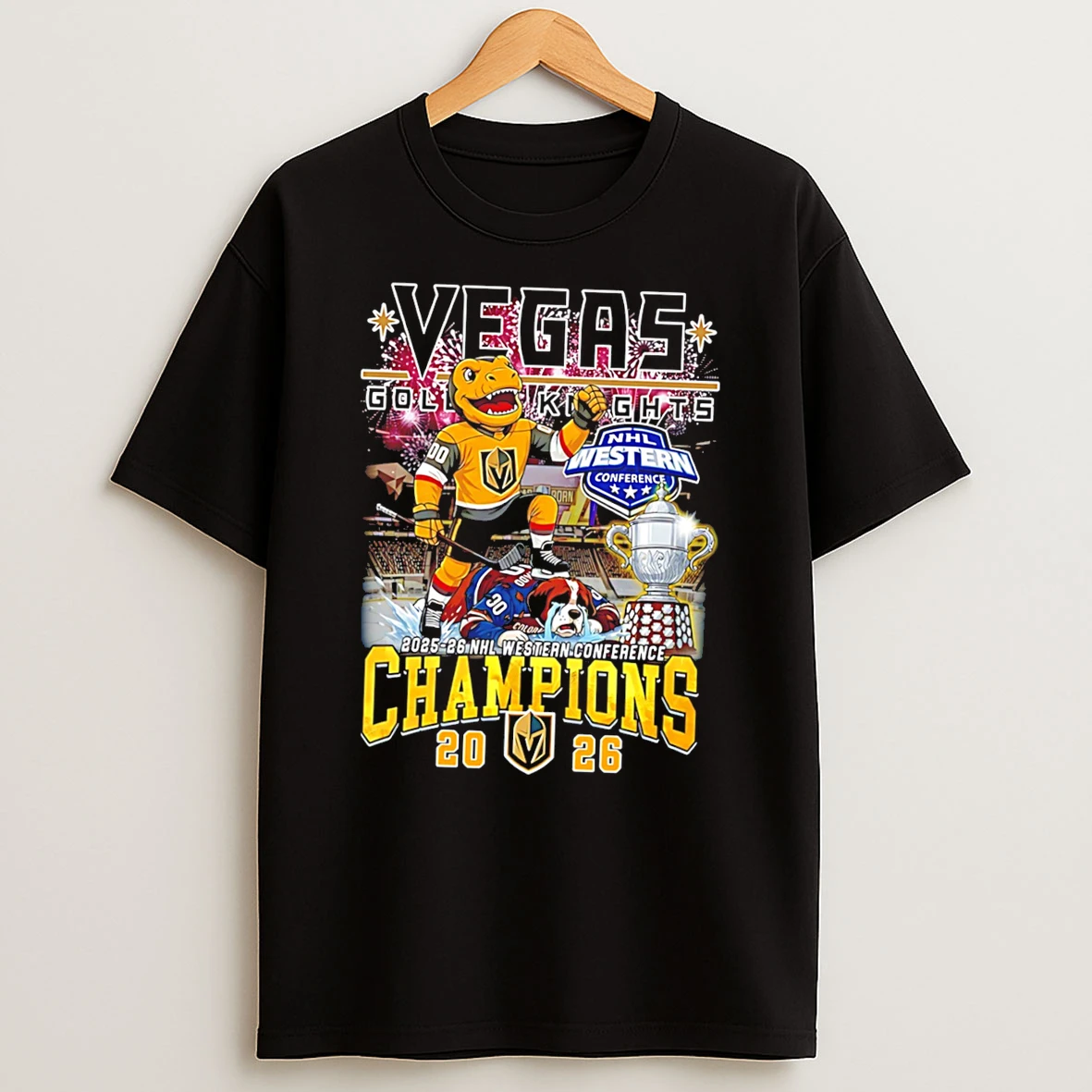 Vegas Golden Knights 2026 Western Conference Champions Mascot Tee Tshirt Hoodie