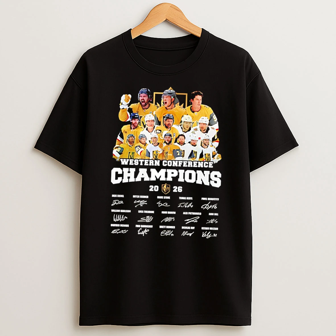 Vegas Golden Knights Western Conference Champions 26 All Team Signatures Tee Tshirt Hoodie