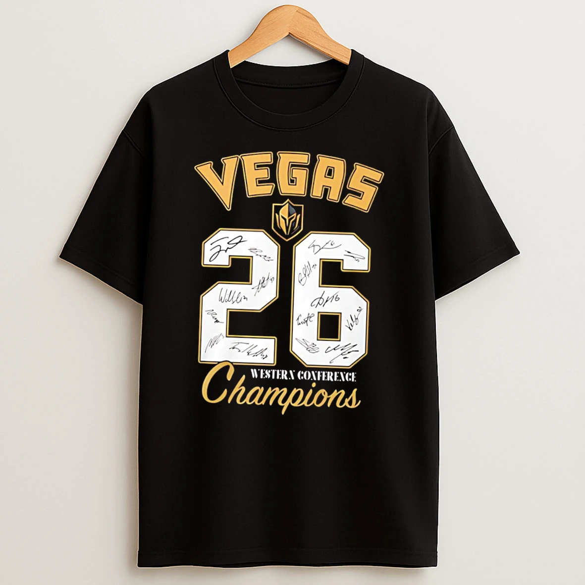 Vegas Golden Knights Western Conference Champions 26 Signatures Tee Tshirt Hoodie