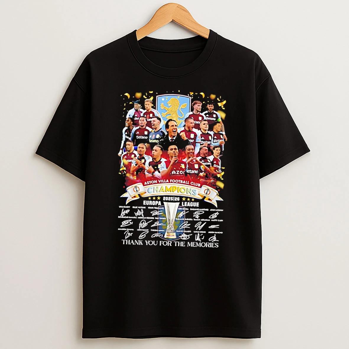 Aston Villa Football Club 2025 2026 Uefa Europa League Champions Thank You For The Memories Tee Tshirt Hoodie