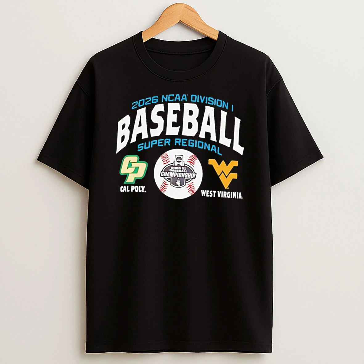 Cal Poly Mustangs Vs West Virginia Mountaineers 2026 Ncaa Baseball Super Regional Matchup Tee Tshirt Hoodie