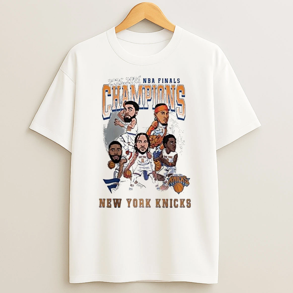 New York Knicks 2026 Nba Finals Champions Caricature Roster Heritage T Shirt