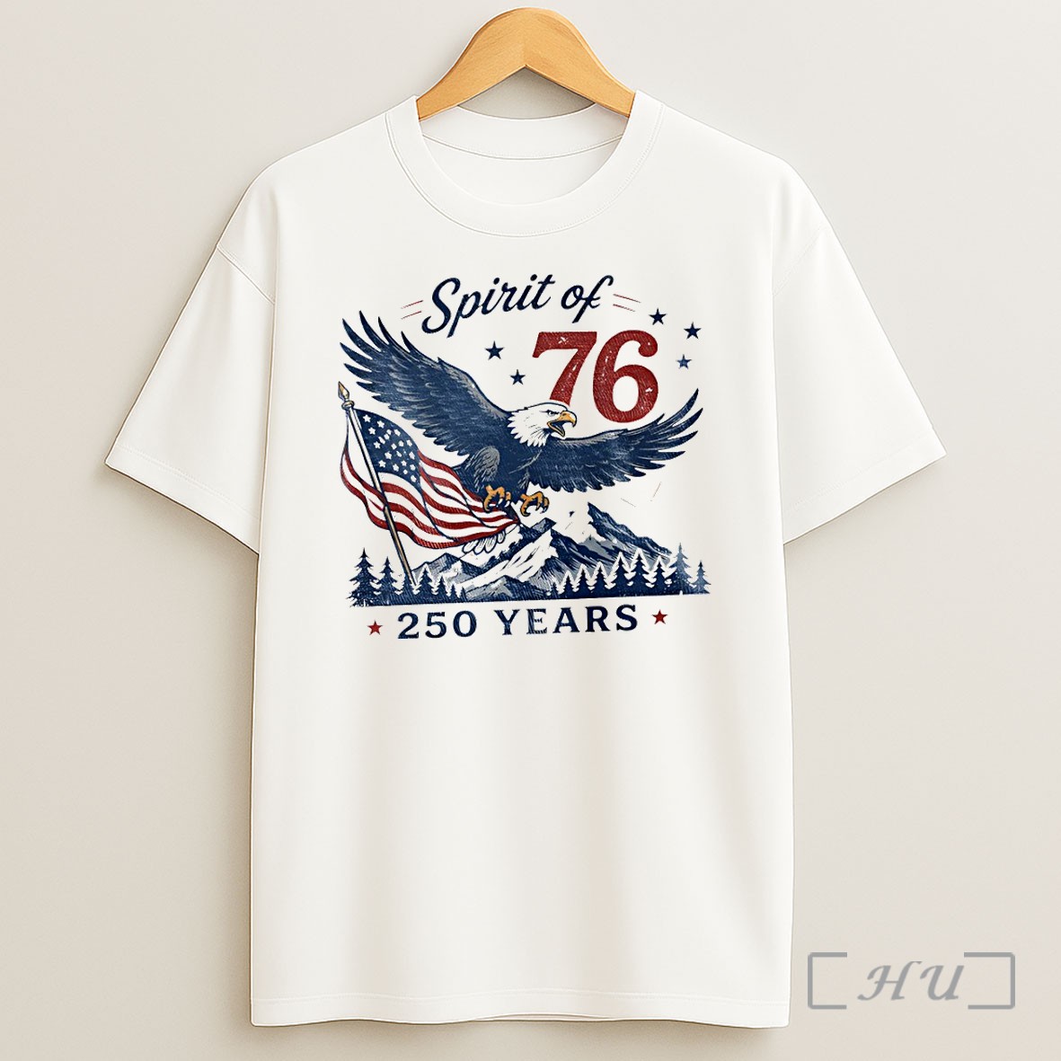 Officials American Bald Eagle Mountain Flag Spirit Of 76 250 Years 4th Of July Shirt