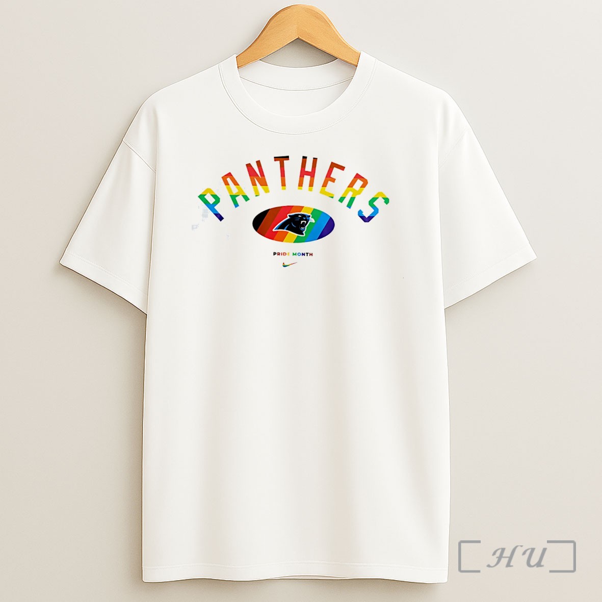 Officials Carolina Panthers Pride Month Rainbow Logo Tee Shirt