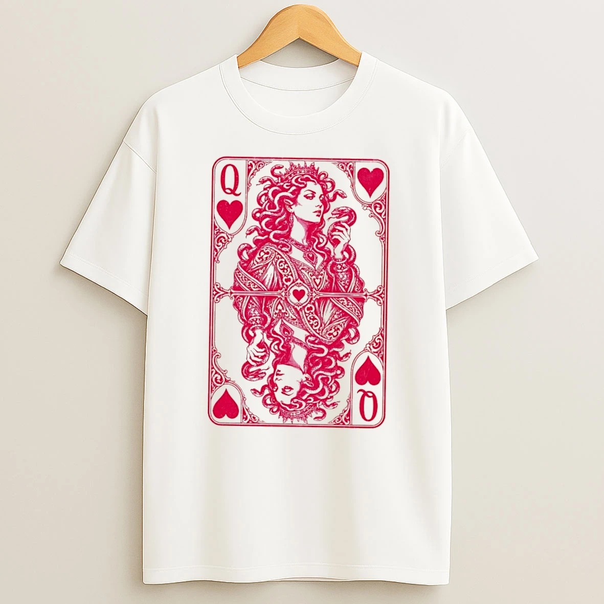 Officials Medusa Queen Of Hearts Playing Card Greek Mythology Tee Premium T Shirt Sweatshirt Hoodie