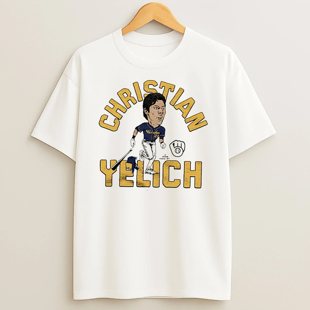 Officials Milwaukee Brewers Christian Yelich Caricature Tri Blend Tee Premium T Shirt Sweatshirt Hoodie