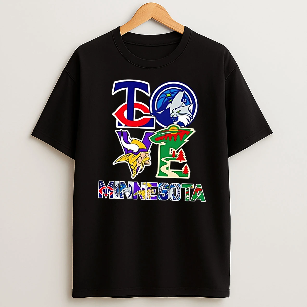 Officials Minnesota Love Sports Team Logos Black Premium T Shirt Sweatshirt Hoodie