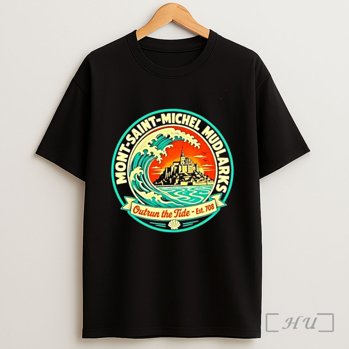 Officials Mont Saint Michel Mudlarks Outrun The Tide Est 708 France Tourism Landmark Logo Shirt