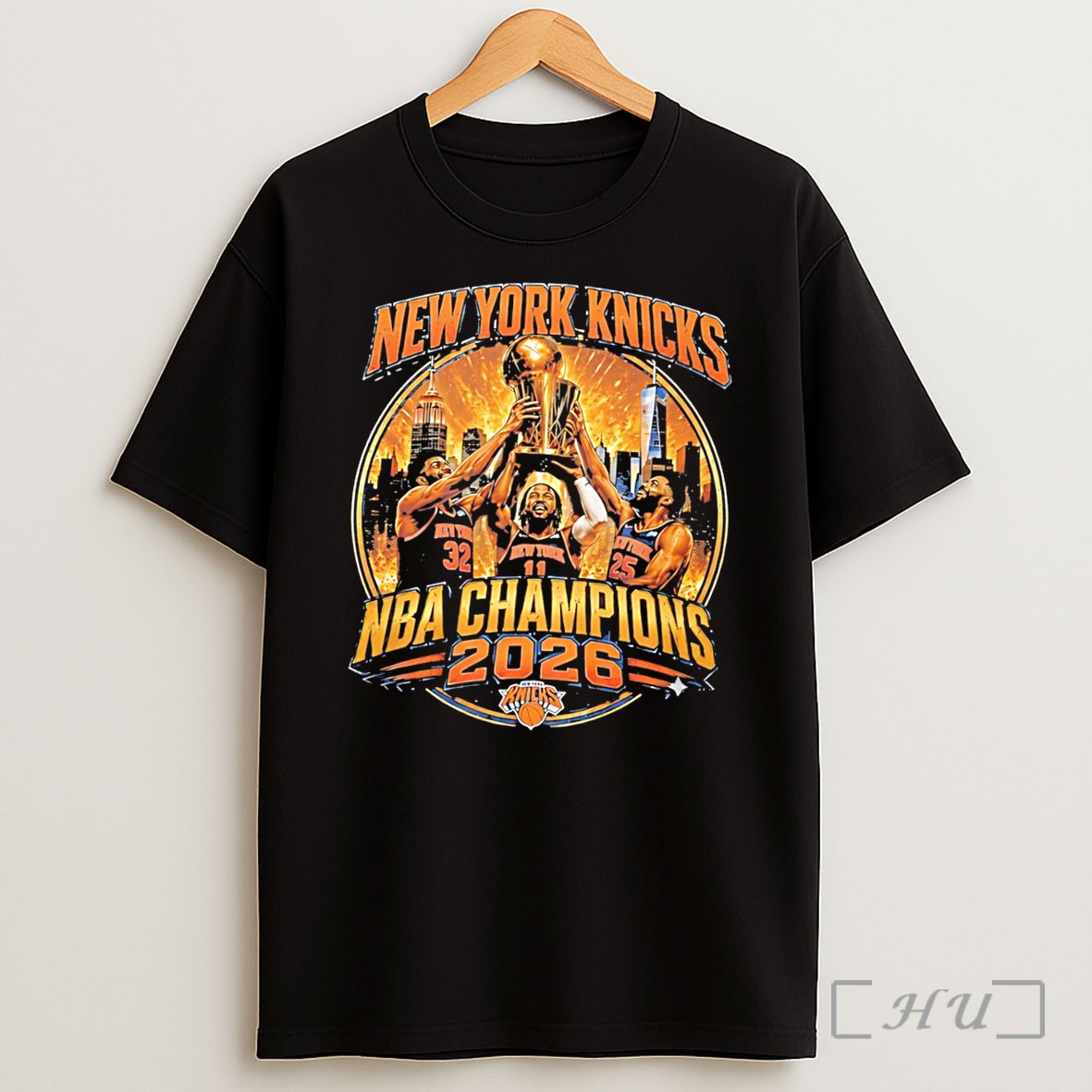 Officials New York Knicks Nba Champions 2026 Raising Trophy Vintage Tee Shirt