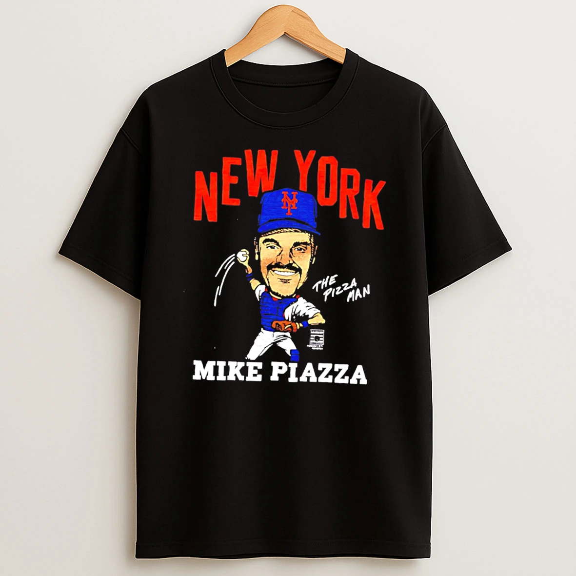 Officials New York Mets Mike Piazza The Pizza Man Caricature Tri Blend Tee Premium T Shirt Sweatshirt Hoodie