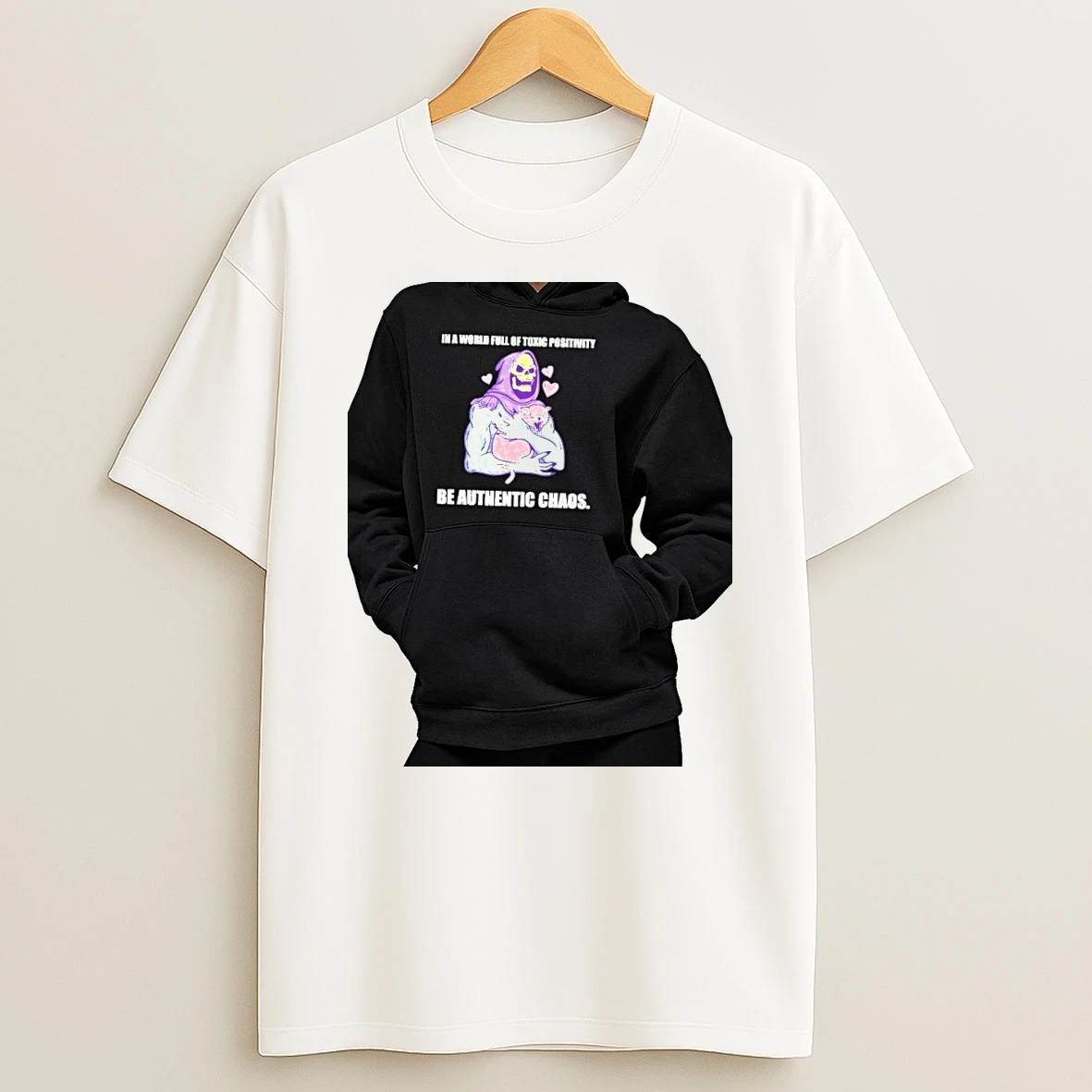 Officials Skeletor Masters Of The Universe In A World Full Of Toxic Positivity Be Authentic Premium T Shirt Sweatshirt Hoodie
