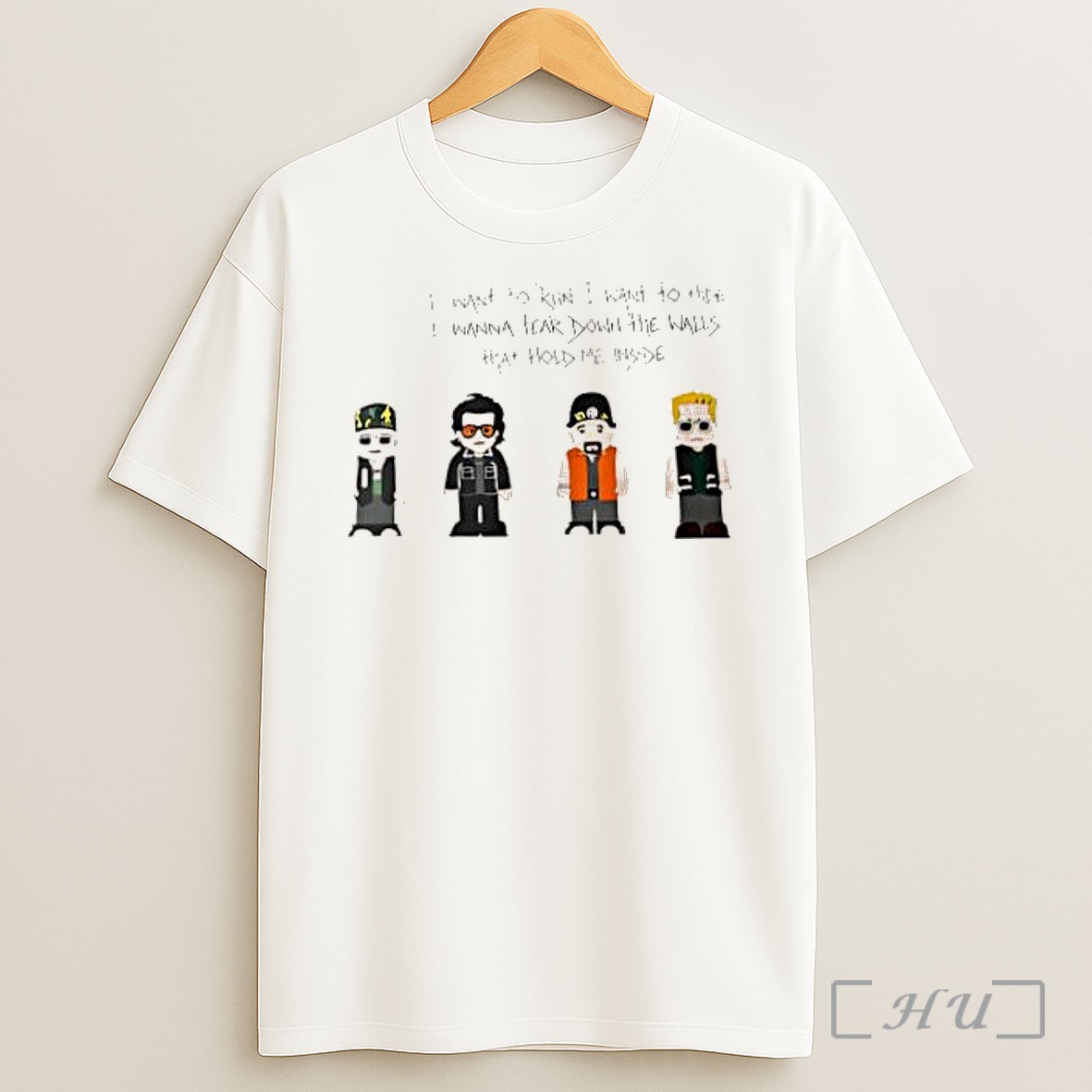 Officials U2 Band Cartoon I Want To Run I Want To Hide I Wanna Tear Down The Walls Shirt