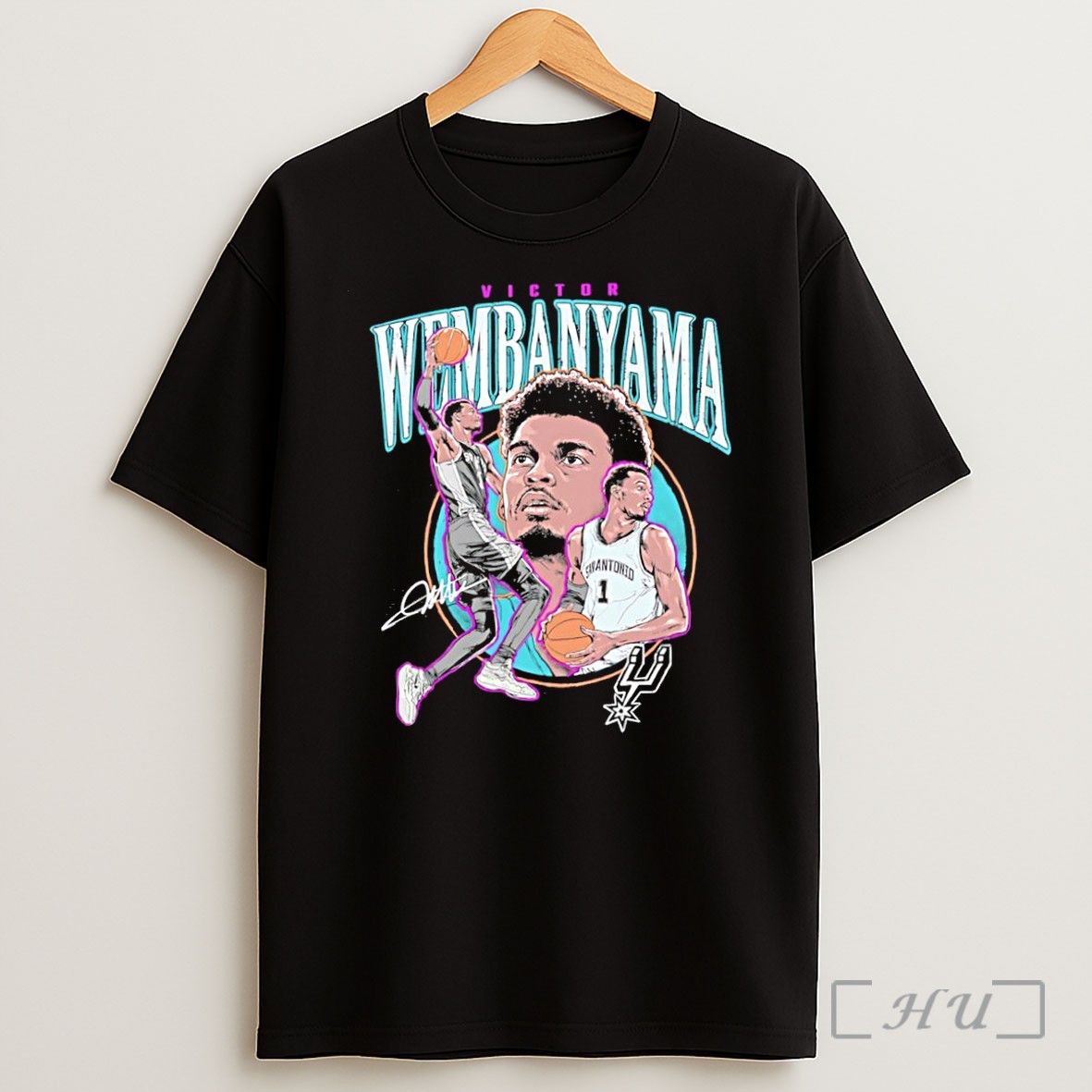 Officials Victor Wembanyama Spurs Collage Circle Player Signature Signature Shirt