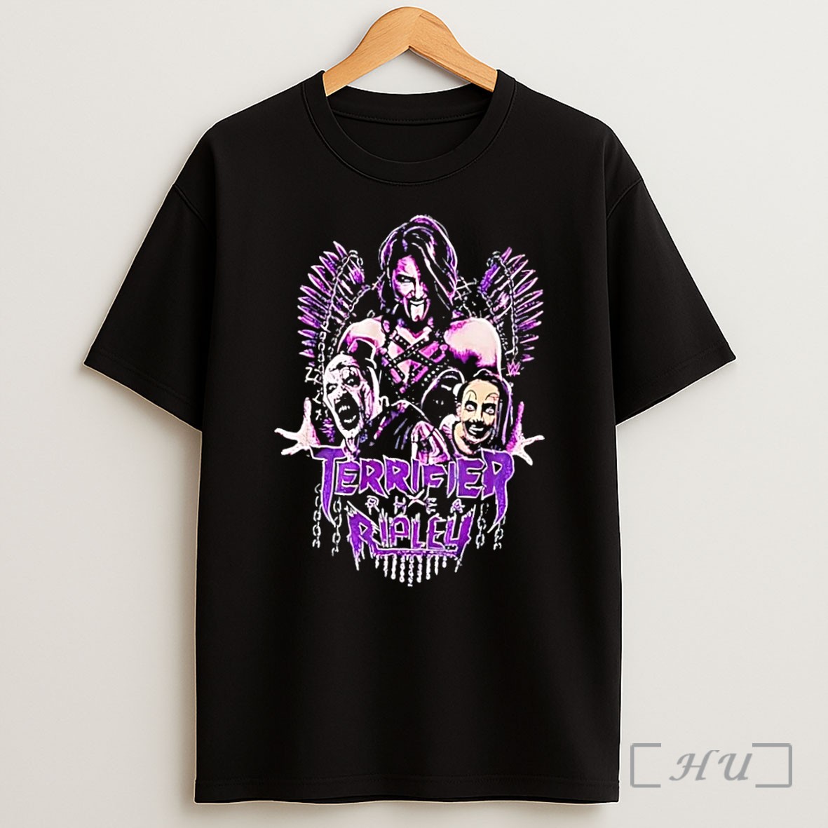 Officials Wwe Art Series Terrifier And Rhea Ripley Black Black Shirt