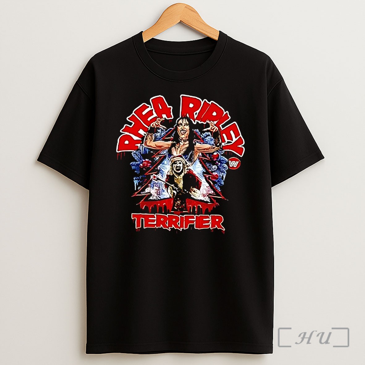 Officials Wwe Merchandise Rhea Ripley And Terrifier Christmas Holiday Black Shirt