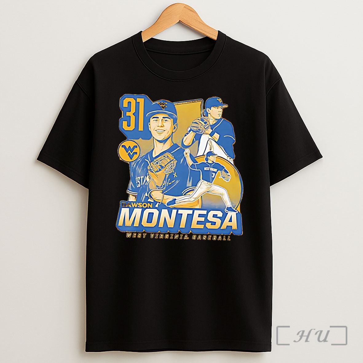 Officials West Virginia Mountaineers Dawson Montesa Number 31 Vintage Tee Shirt