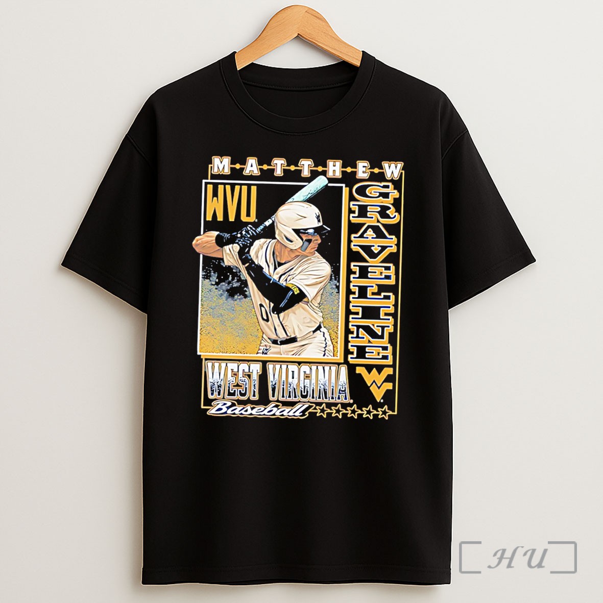 Officials West Virginia Mountaineers Matthew Graveline Posing Vintage Tee Shirt