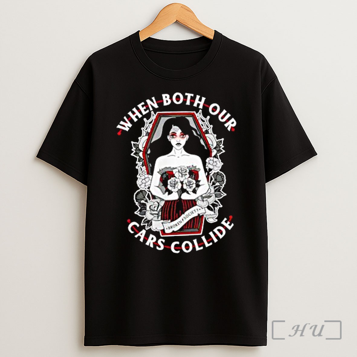 Officials When Both Our Cars Collide Broken Society Woman In Coffin Flower Roses Shirt