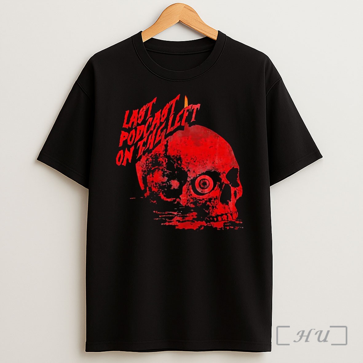 Officials Wickid Drawings Last Podcast On The Left Skull Red Graphic Black Shirt