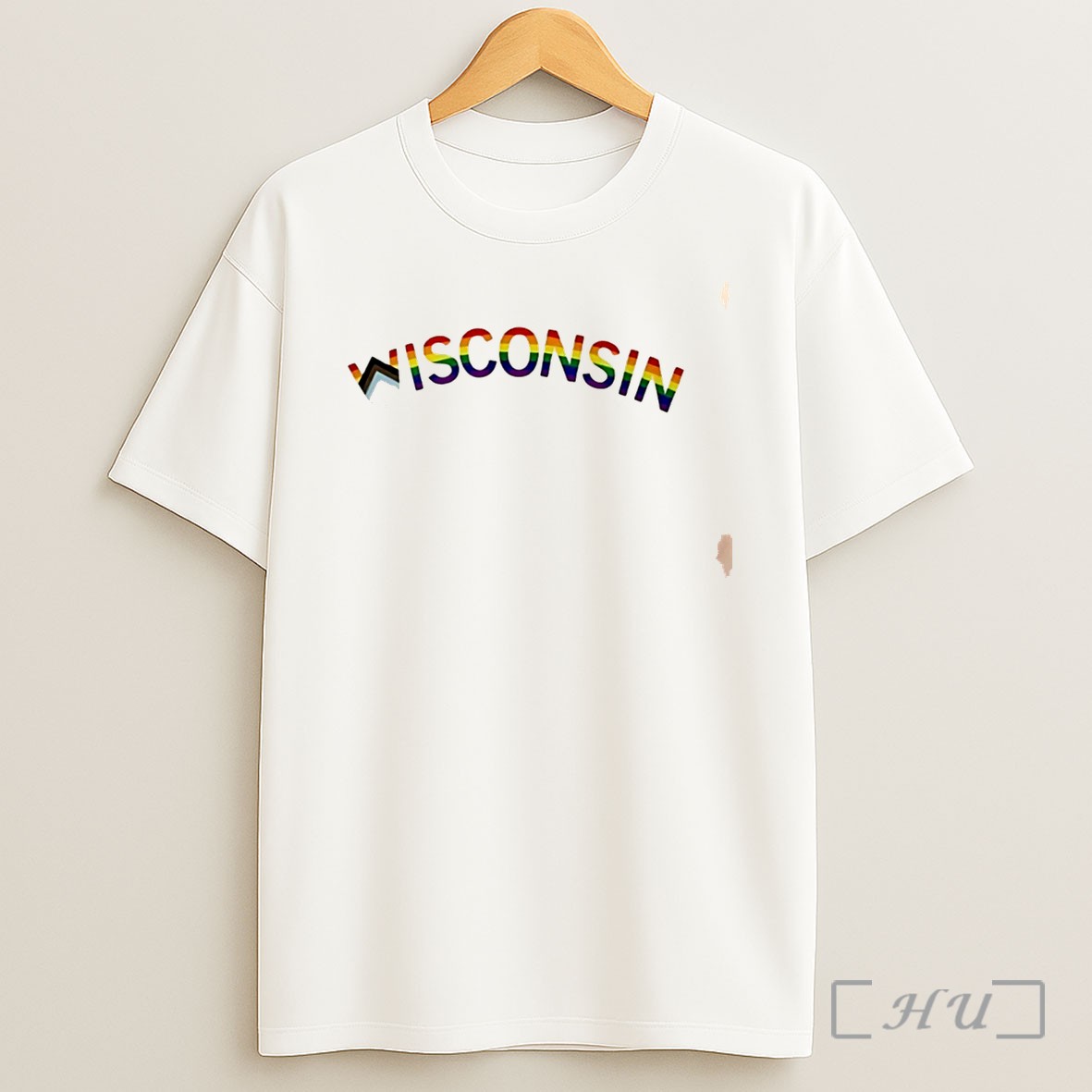 Officials Wisconsin Text Progress Pride Flag Tee Shirt