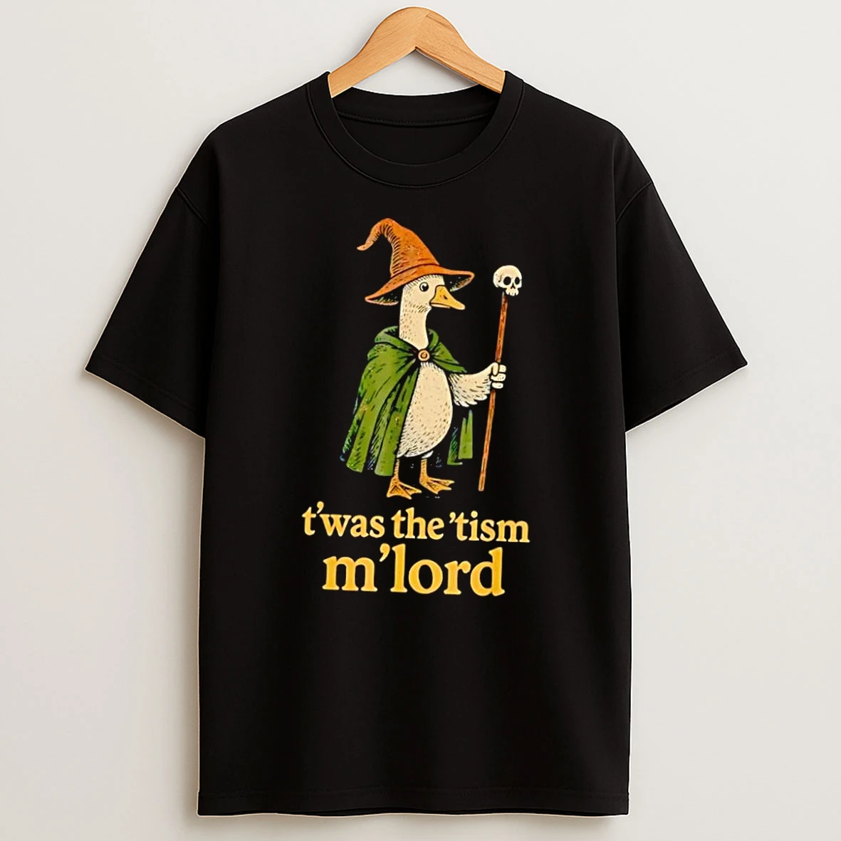 Officials Wizard Duck Twas The Tism Mlord Meme Funny Neurodivergent Fantasy Black Premium T Shirt Sweatshirt Hoodie
