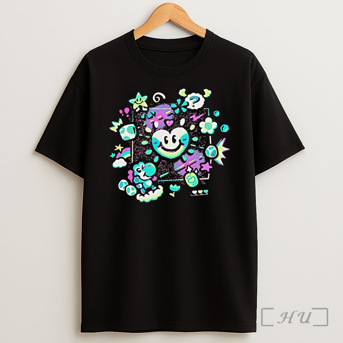 Officials Yoshi Heart Smile Character Super Mario Pop Culture Fan Shirt