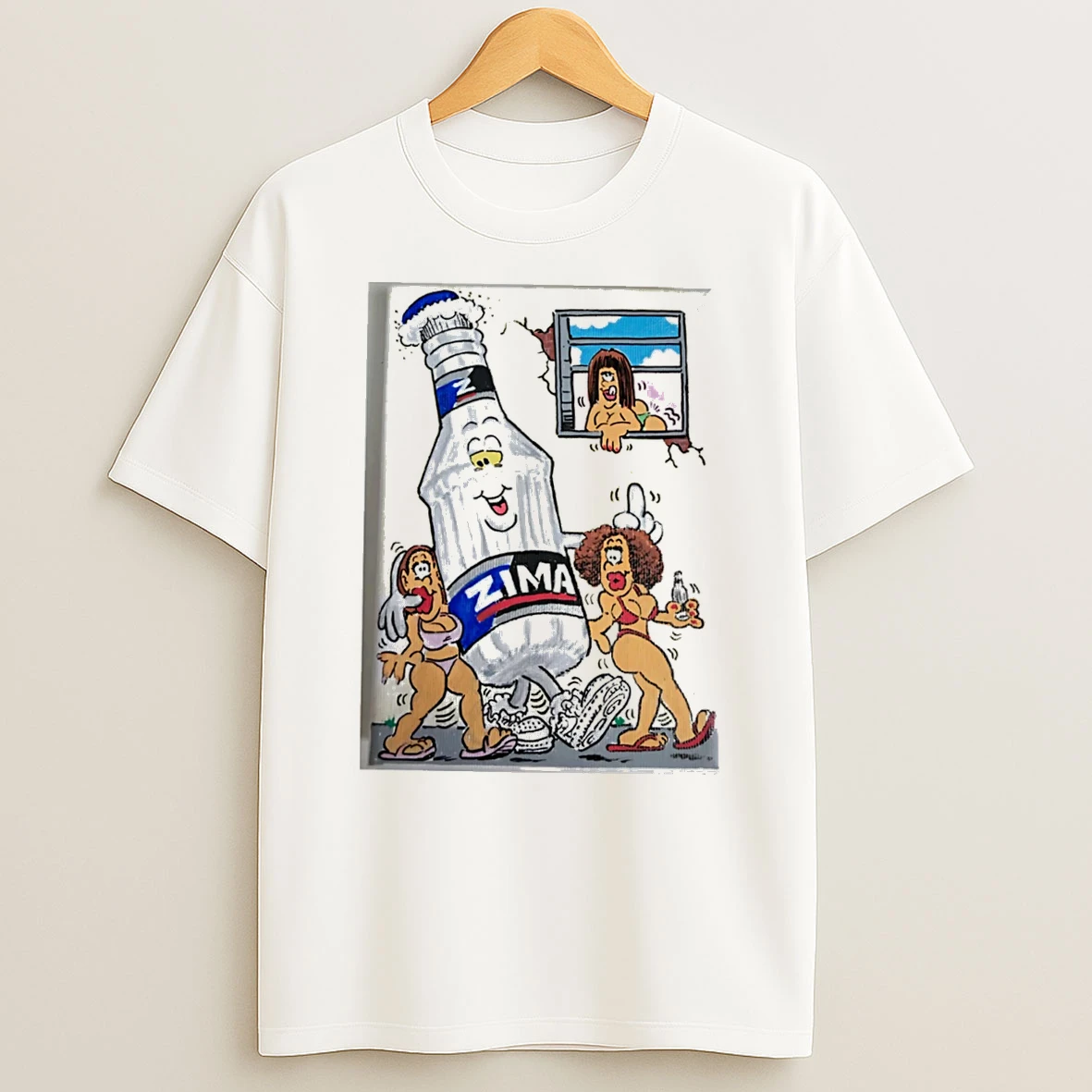 Officials Zima Bottle Cartoon With Women 90s Alcohol Tee Premium T Shirt Sweatshirt Hoodie