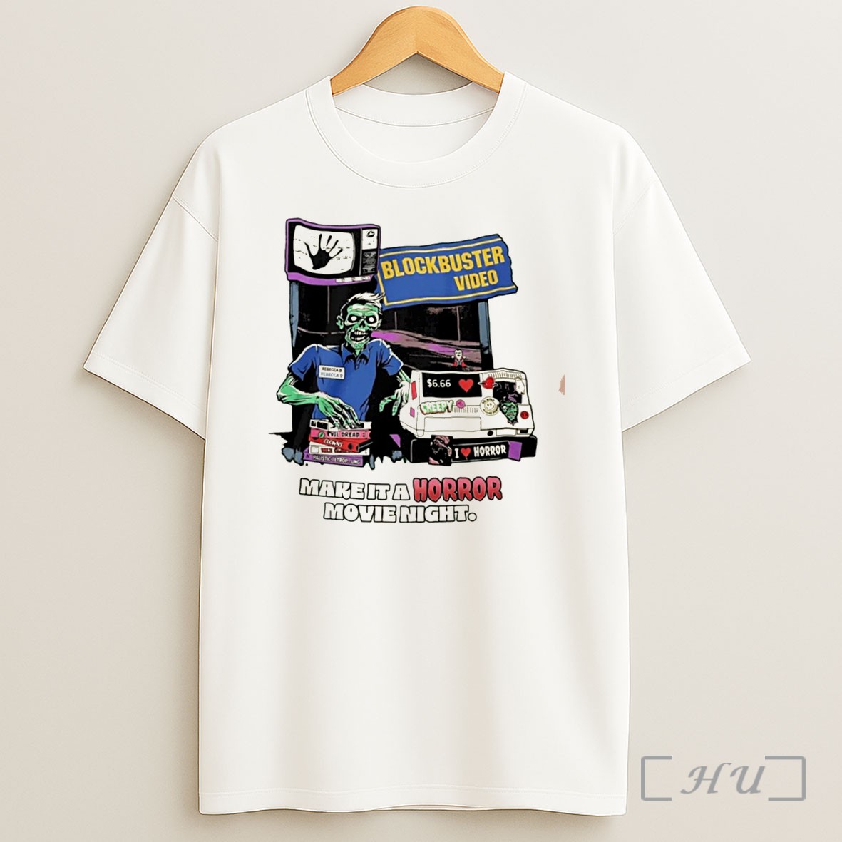 Officials Zombie Make It A Horror Movie Night Blockbuster Video Tee Shirt