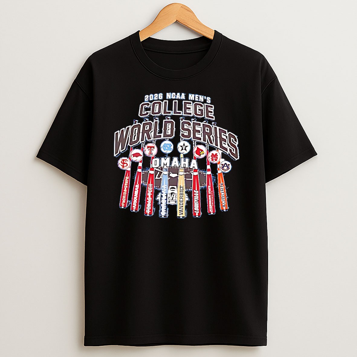 Original 2026 Cws Ncaa Mens College World Series 8 Team Bats Tee T Shirt