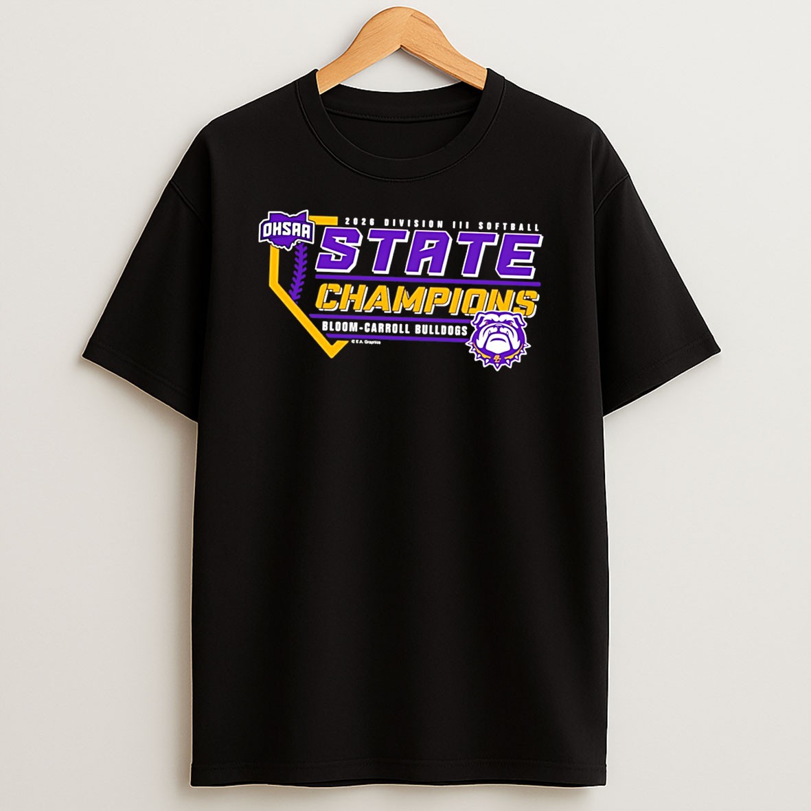 Original Bloom Carroll Bulldogs 2026 Ohsaa Softball D3 State Champions Tee T Shirt