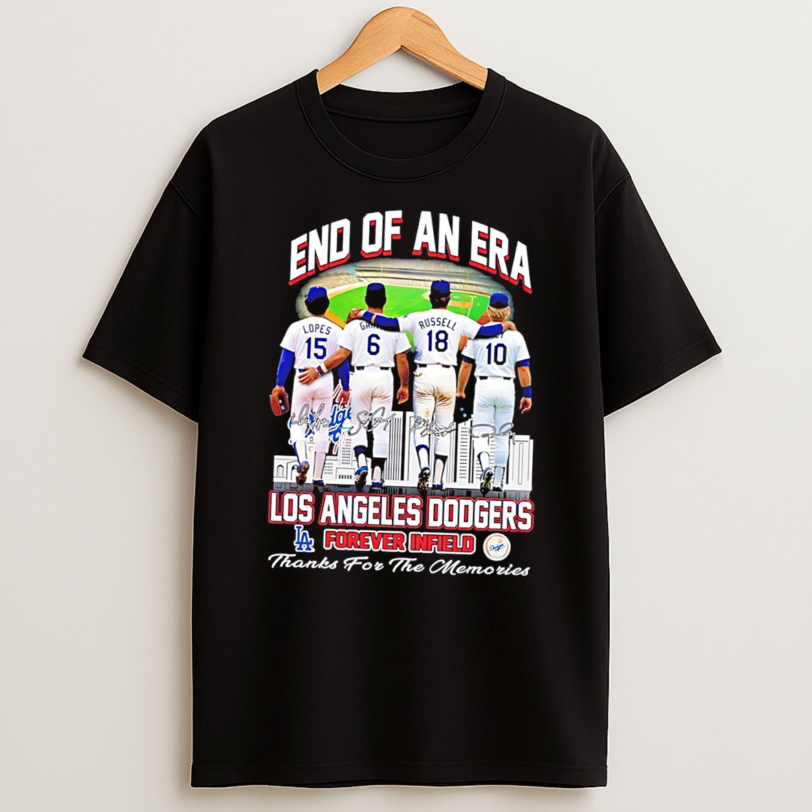 Original End Of An Era Los Angeles Dodgers Forever Infield Thanks For The Memories Tee T Shirt