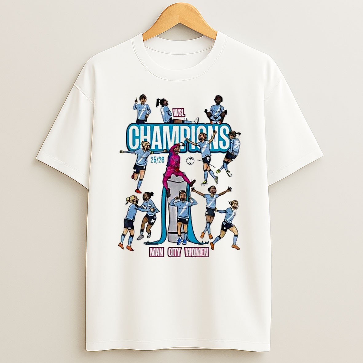 Original Manchester City Womens Double Winners 2026 2027 T Shirt