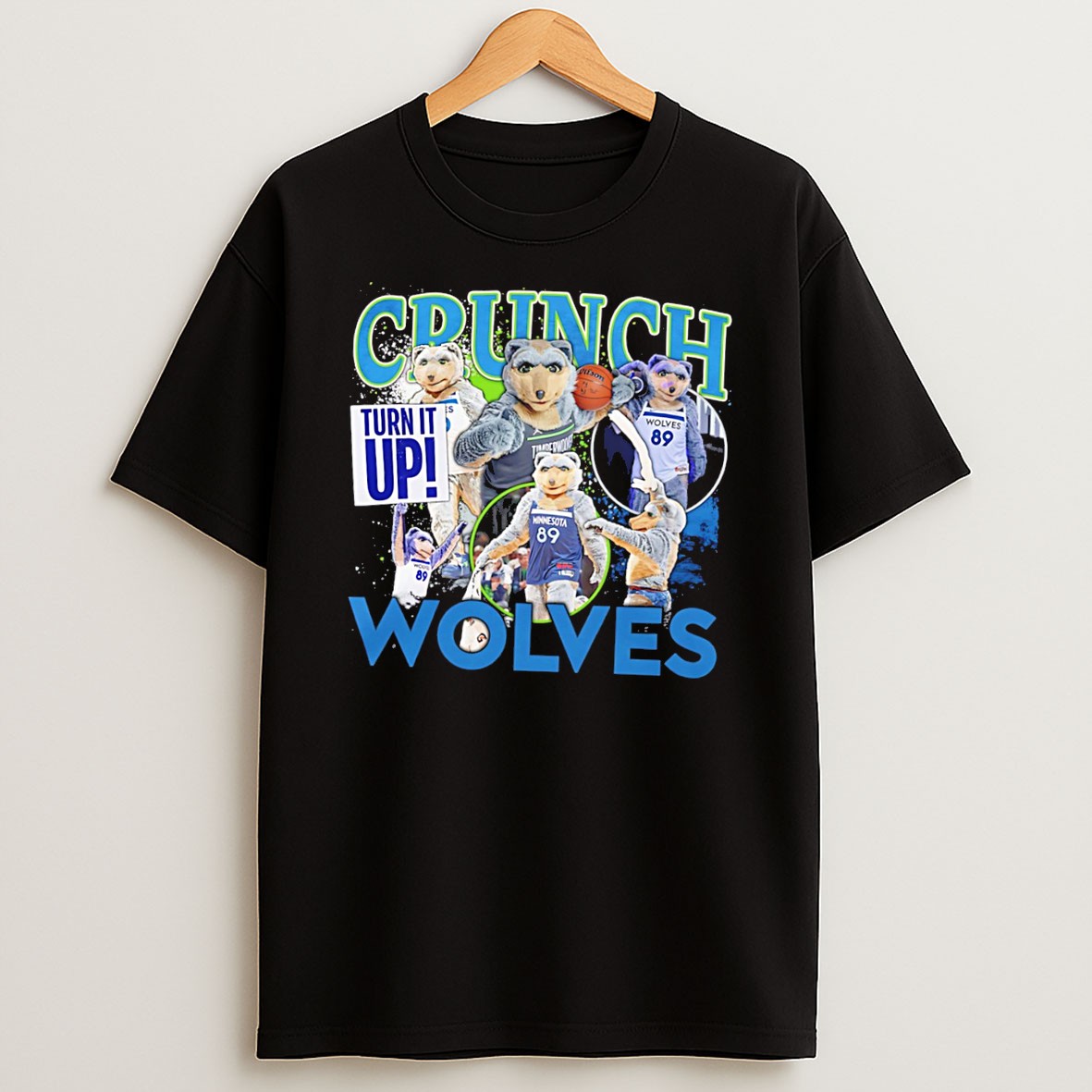 Original Minnesota Timberwolves Mascot Crunch Wolves Tee T Shirt