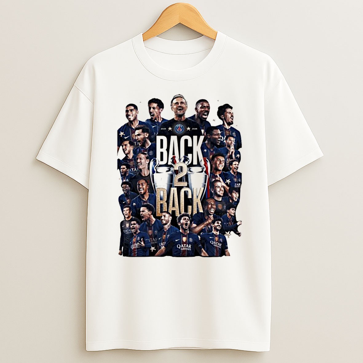 Original Psg Back 2 Back Champions League T Shirt