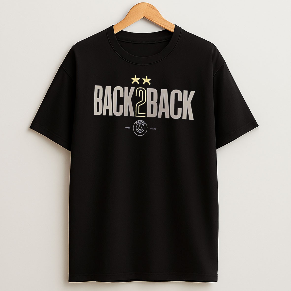 Original Psg Champions League Winner Back To Back 2 Star Graphic 2026 Tee T Shirt