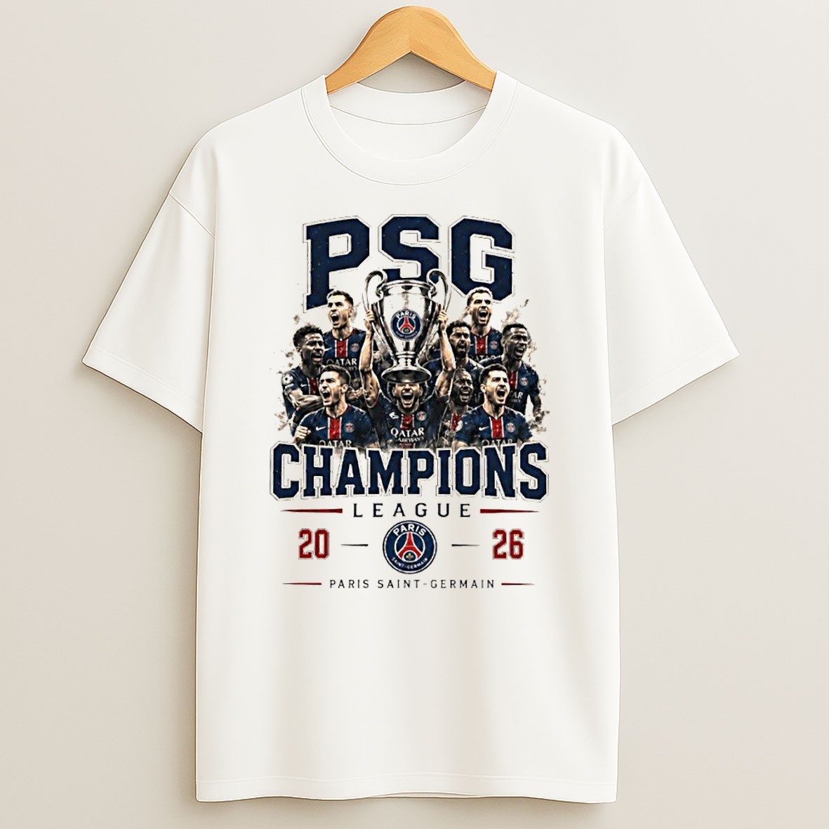 Original Paris Saint Germain Ucl Champions Football Psg Trophy T Shirt