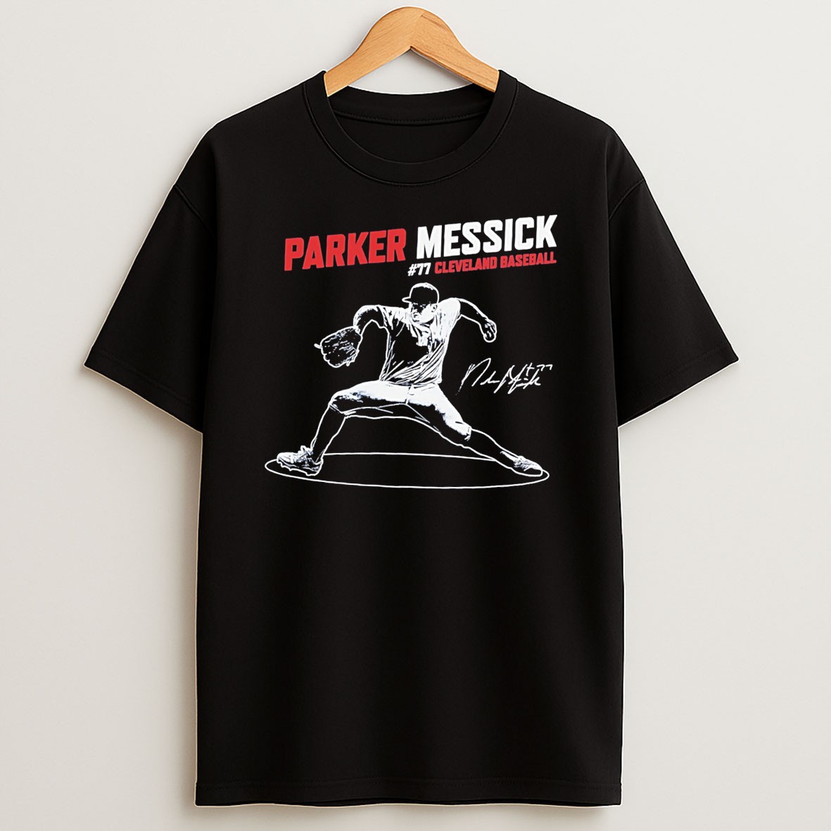 Original Parker Messick Cleveland Guardians Signature Vintage Tee T Shirt