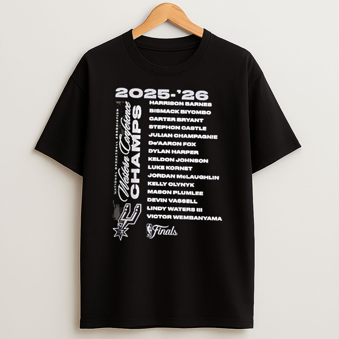 Original San Antonio Spurs 2026 Nba Western Conference Champions Roster Tee T Shirt