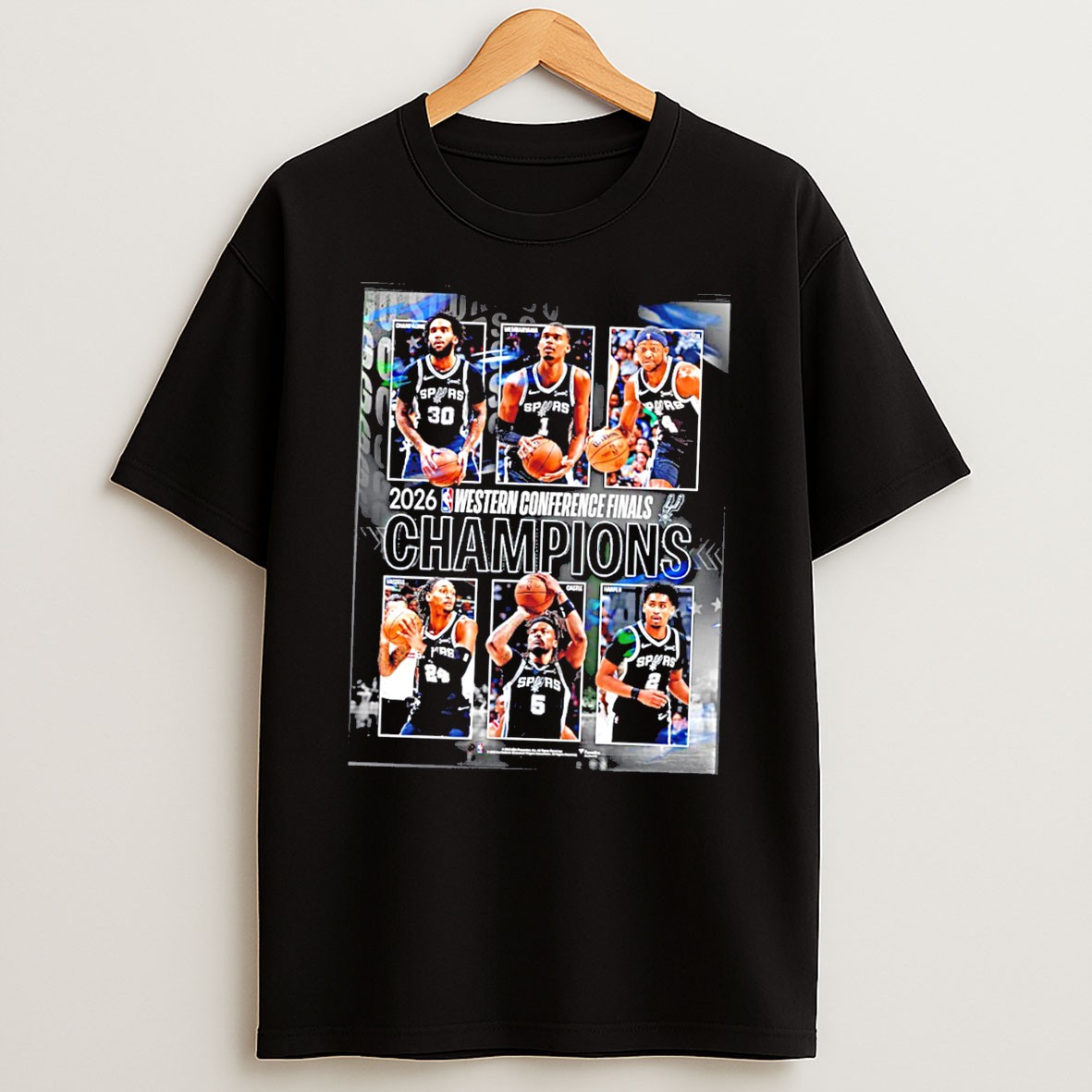 Original San Antonio Spurs 2026 Nba Western Conference Finals Champions Player Collage Tee T Shirt