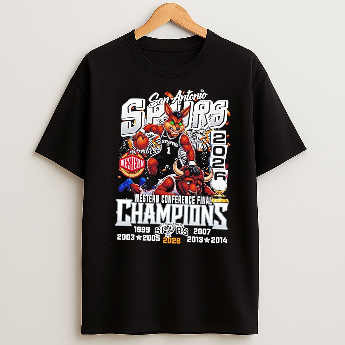 Original San Antonio Spurs Basketball Western Conference Finals Champions 2026 Mascot Tee T Shirt