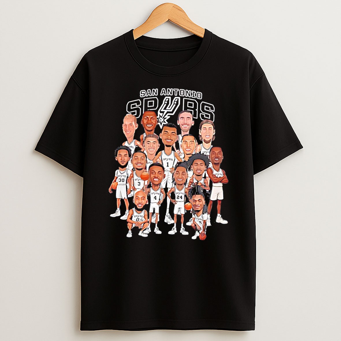 Original San Antonio Spurs Team Members Caricature Tee T Shirt