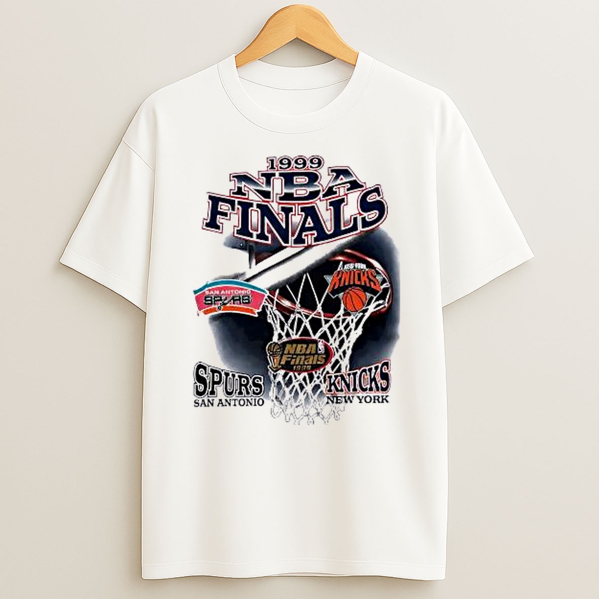 Original San Antonio Spurs Vs New York Knicks 1999 Nba Finals Vintage T Shirt