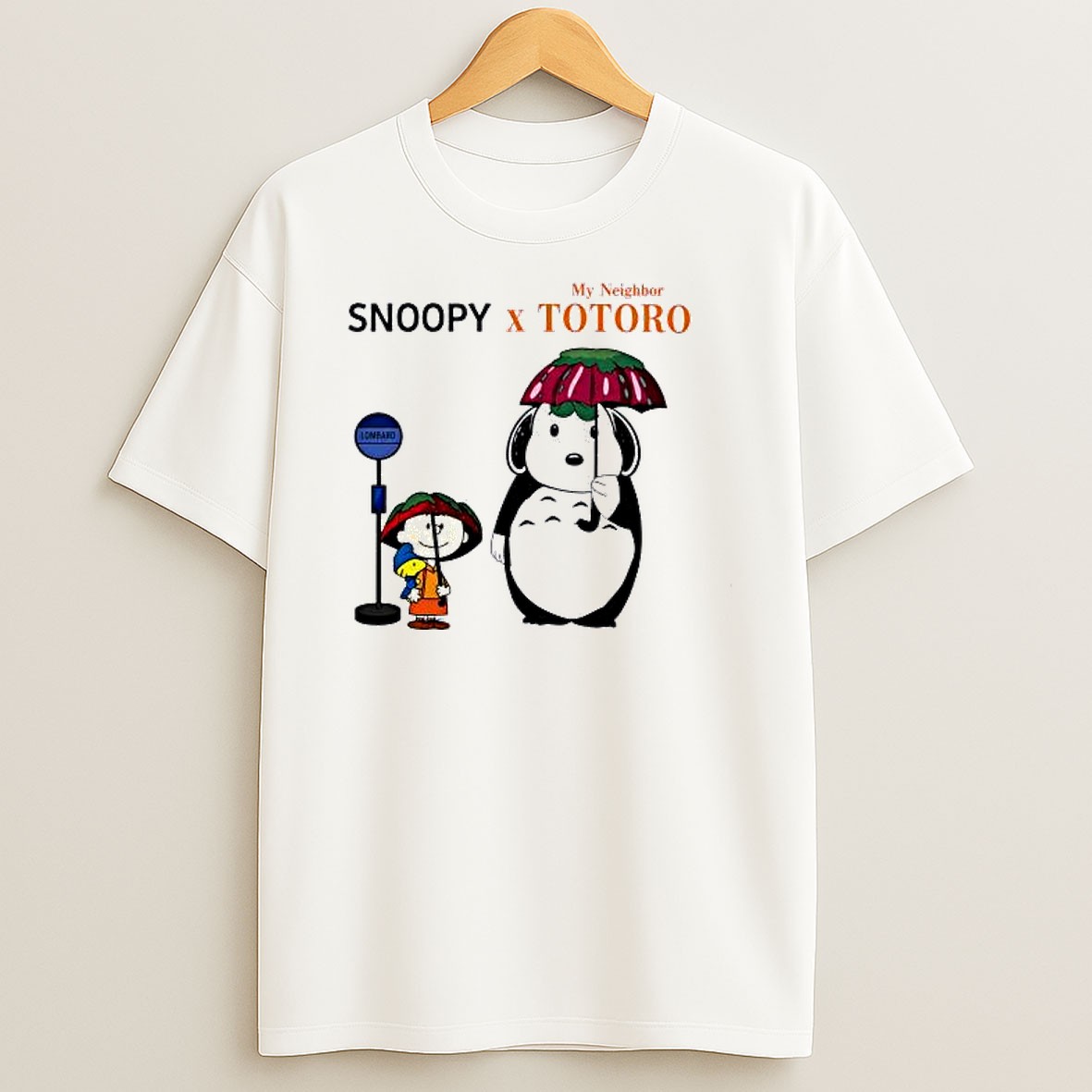 Original Snoopy Peanuts Charlie Brown Woodstock My Neighbor Totoro Snoopy X Totoro My Neighbor T Shirt