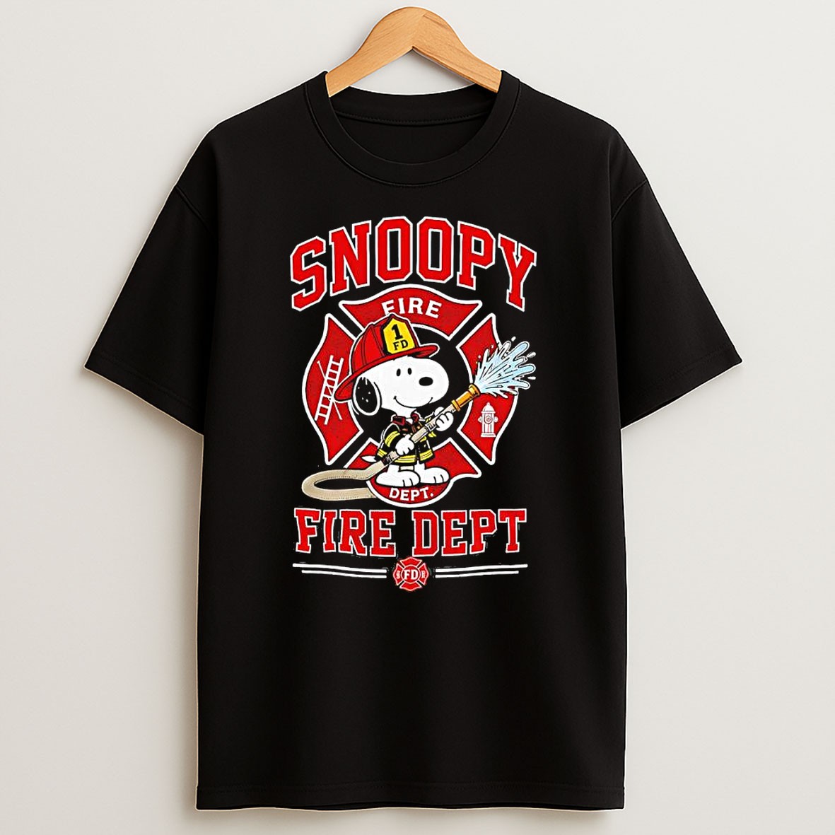 Original Snoopy X Fire Dept Peanuts Comic Strip Characters Firefighter Department Fire T Shirt