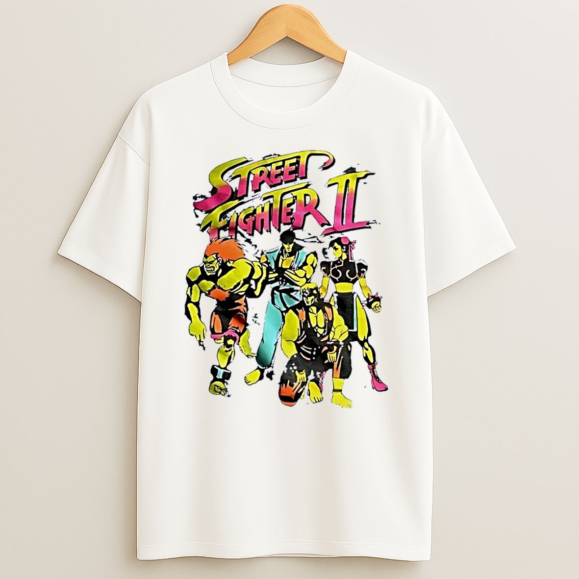 Original Street Fighter Ii Blanka Ryu Chun Li Ken Characters Retro Arcade Game White T Shirt
