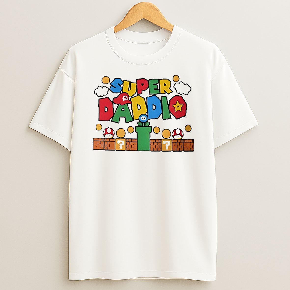 Original Super Mario Super Daddio Parody Fathers Day T Shirt