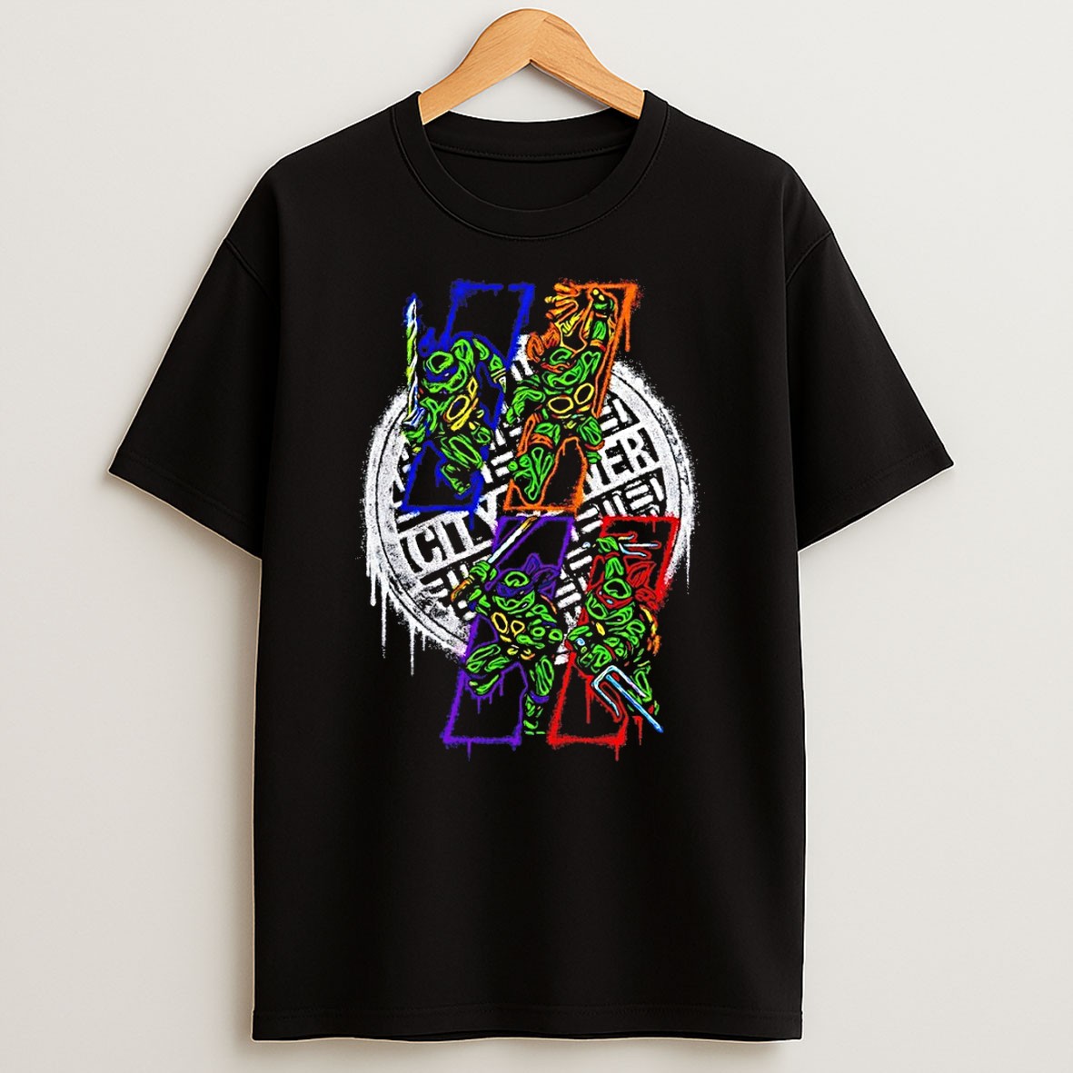 Original Teenage Mutant Ninja Turtles City Corner Heroes In A Half Shell Graffiti T Shirt